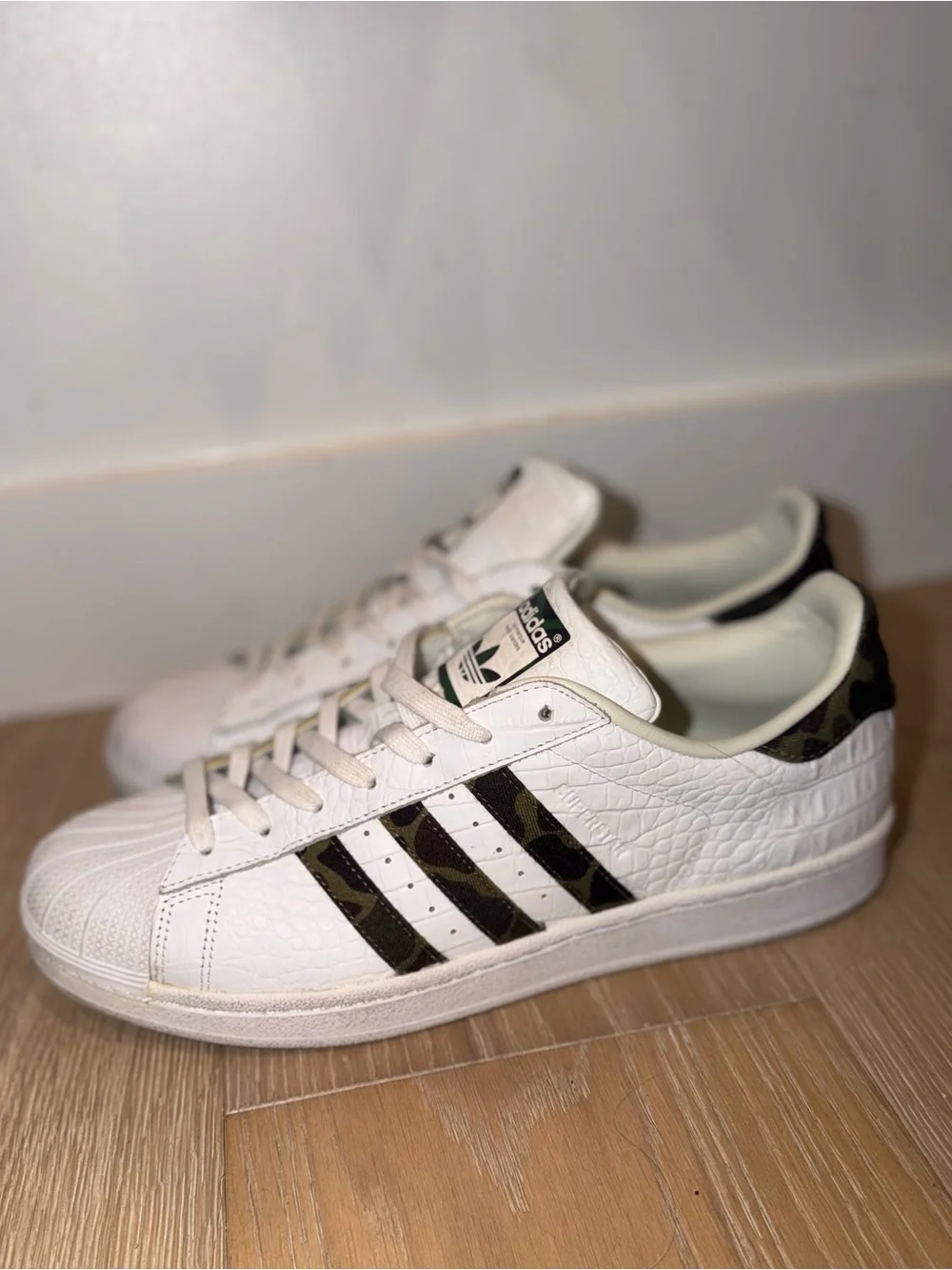 Rare adidas Superstar Croc Embossed Leather s Camo Sneakers White